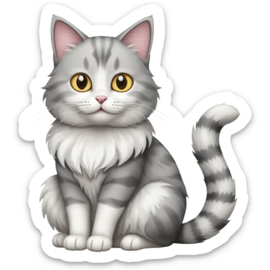 a grey and white cat sitting regally sticker