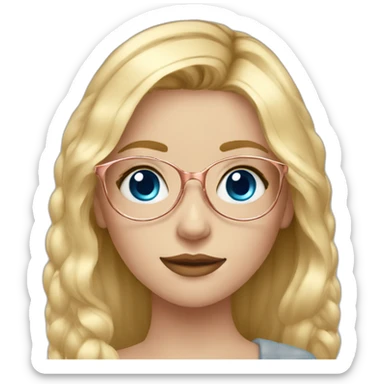 A Russian Girl with Blue eyes, Rosegold glasses and Blond hair sticker