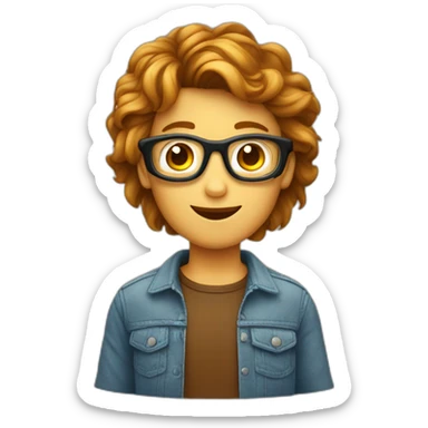 Een jongen van 10 jaar met bruin plat haar en een zonnebril sticker