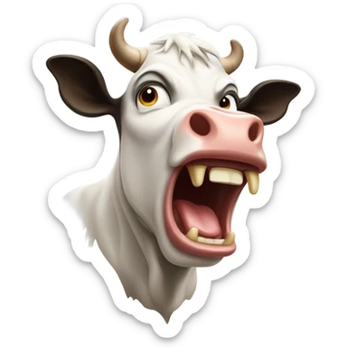 angry screaming cow  sticker