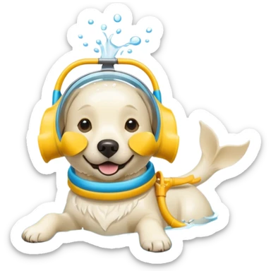 White labrador with snorkel and fins sticker