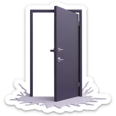 door being unlocked, intense white light pouring through the open crack sticker