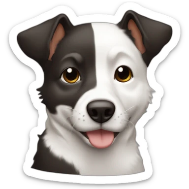 Perro ratonero bodeguero de manto blanco y manchas marrones en la cabeza y alguna pequeña pinta negra sticker