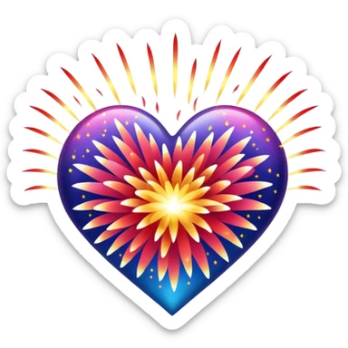 Firework heart sticker
