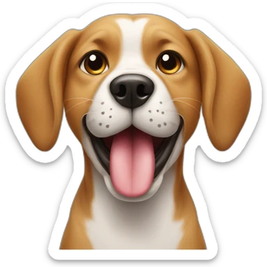 Dog pointing at his mouth with his tongue stuck to the roof of his mouth sticker