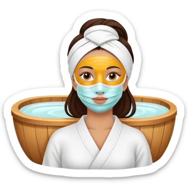 Lady with face mask spa beauty full face relaxing sticker