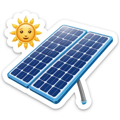 rectangualar solar panel with sun in background mainly using the color #4fd1d9 for the panel itself sticker