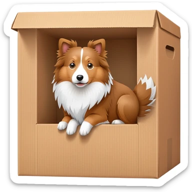 Shetland sheepdog in a box sticker