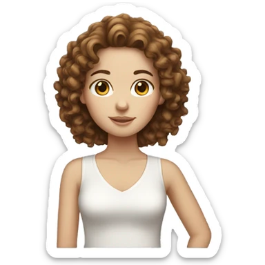 white girl with brown curly hair sticker