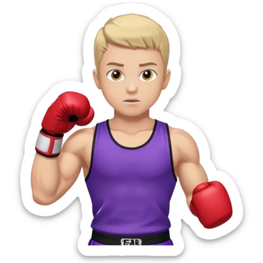 now make a boy whose white in purple kickboxing full shirt sticker