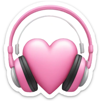 A pink heart with headphones on sticker