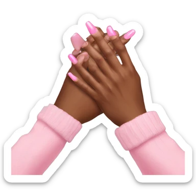 Holding hands pink nails sticker