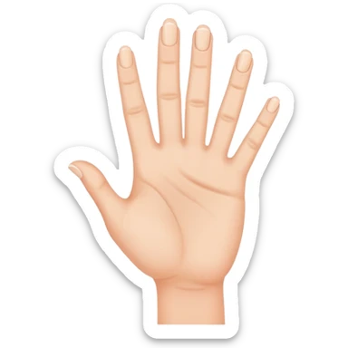 hand with fingers spread showing stop signal sticker