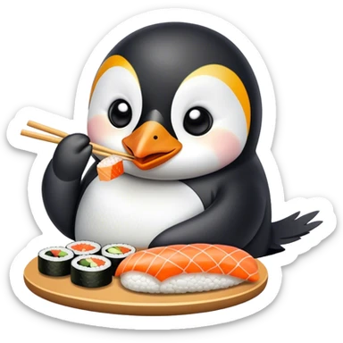 pingouin eat sushi sticker