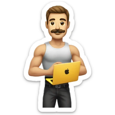 hot muscle mustache man with songkok and holding macbook sticker