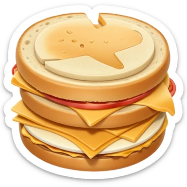 a round uncrustable sandwich with a bite taken out of it sticker