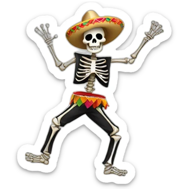 Mexican dancing skeleton sticker