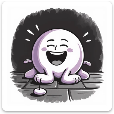rolling on the floor laughing face emoji, hand-drawn chalk style, soft lilac color palette, rough doodle-like texture, pastel chalk on dark surface, aesthetic, emotional, suitable for Telegram channel sticker