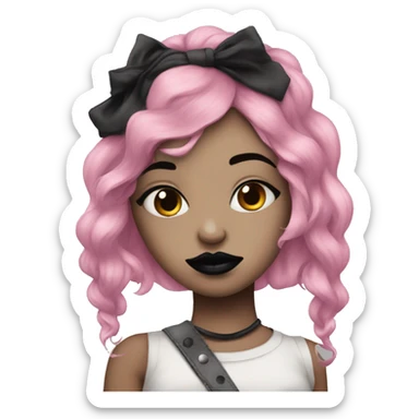 Pink hair punk girl black lipstick  sticker