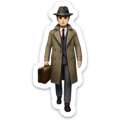 Icon for Detective Movie: A vintage movie poster-style design of a mysterious detective movie. Include dark alleyways, fog, and shadowy figures. The design should evoke a classic noir detective story with retro cinematic typography. Transparent background. sticker