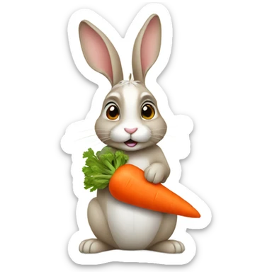 rabbit with carrot sticker