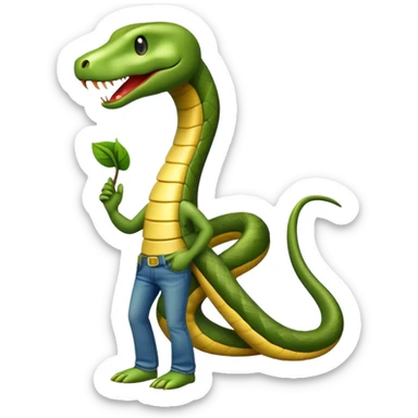 anthropomorphised snake wearing jeans and a t-shirt, walking upright sticker