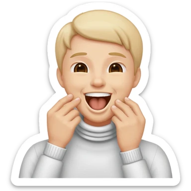 a person holding their throat while laughing  sticker