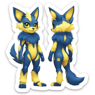 Anthro-Edgy-Cool-Blue-Yellow-Contrast-Colors-Fantasy-Fur-Sona-Chibi-Shiny-Fakémon-Hybrid full body sticker