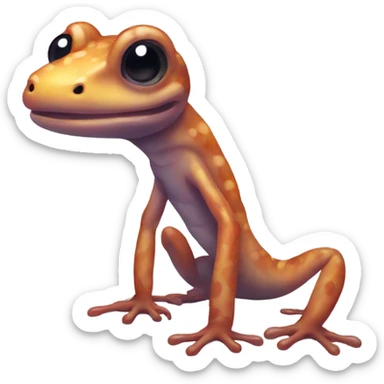 A skinny salamander that is sweating and looks scared and nervous sticker