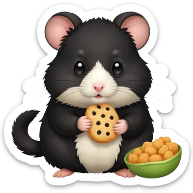 black hamster with  snack sticker