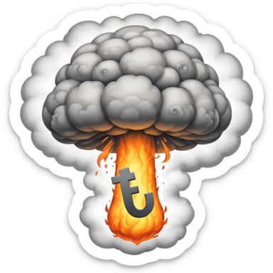 atomic bomb mushroom cloud in the shape of the letter T sticker