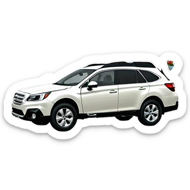 White Subaru outback with stickers sticker