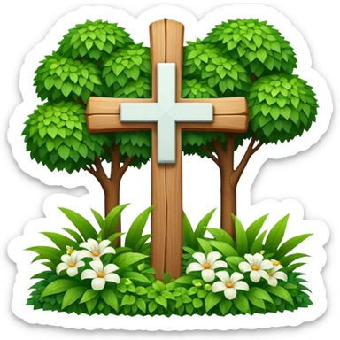 white cross with flora sticker