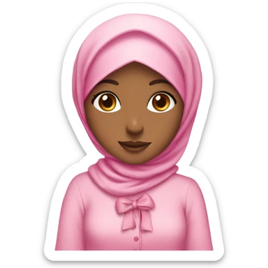 Cute hijabi girl with bows on her outfit wearing pink sticker