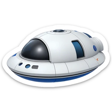  a simple spaceship with a rounded top and a flat or slightly cut-off bottom, similar to the CST-100 shape. Keep the design smooth and minimalistic, with no complex details. Use a plain background. sticker
