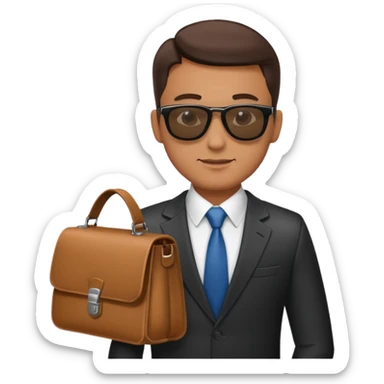 a businessman with sunglasses and a bag in his arm sticker