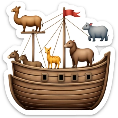 Noah's ark wooden boat with animals sticker