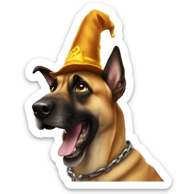 malinois dog with wizard scared sticker