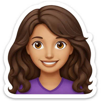 mujer trigueña ,  pelo ondulado,  pelo largo  color marron oscuro, ojos marrones oscuros sticker