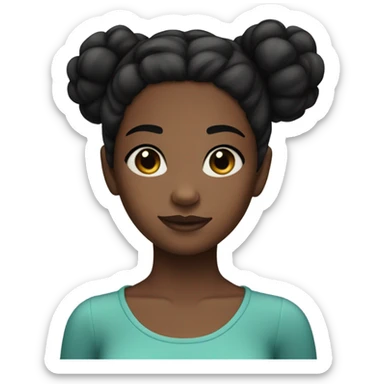 12 year old black girl with black hair in a bun with black birthmark on left side of face sticker