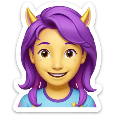 Shirley Shawn the Unicorn from The Wiggles with yellow skin with purple hair sticker