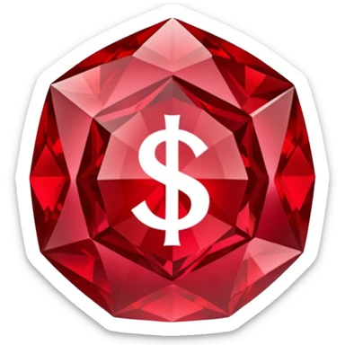 Red crystal with a $ drawn in the center of the crystal. sticker