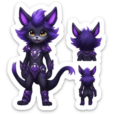 Anthro-Edgy-Cool-Black-Purple-Contrast-Colors-Fantasy-Fur-Sona-Chibi-Shiny-Fakémon-Hybrid full body sticker