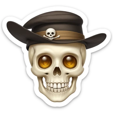 A skeleton with a flying hat sticker