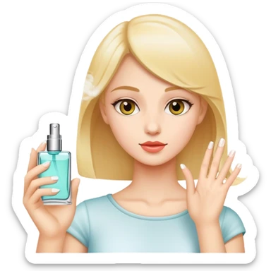 Girl using perfume sticker