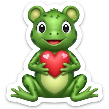 Build a bear frog holding heart sticker