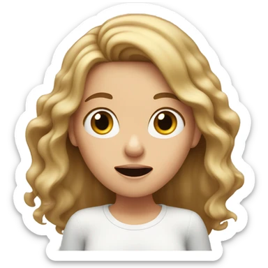 shocked long wavy brown-hair white girl  sticker