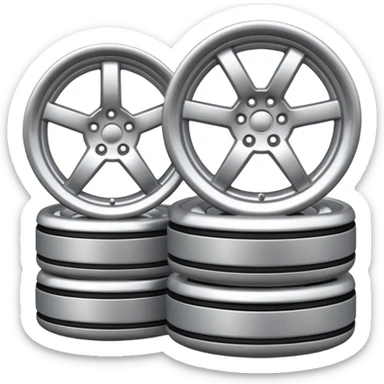 Emoji icon of a set of custom alloy wheels stacked together sticker