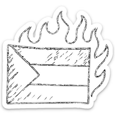 hand-drawn outline of the Palestine flag with burning effect sticker