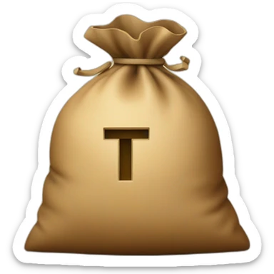Money bag with letter T in the center of the bag sticker